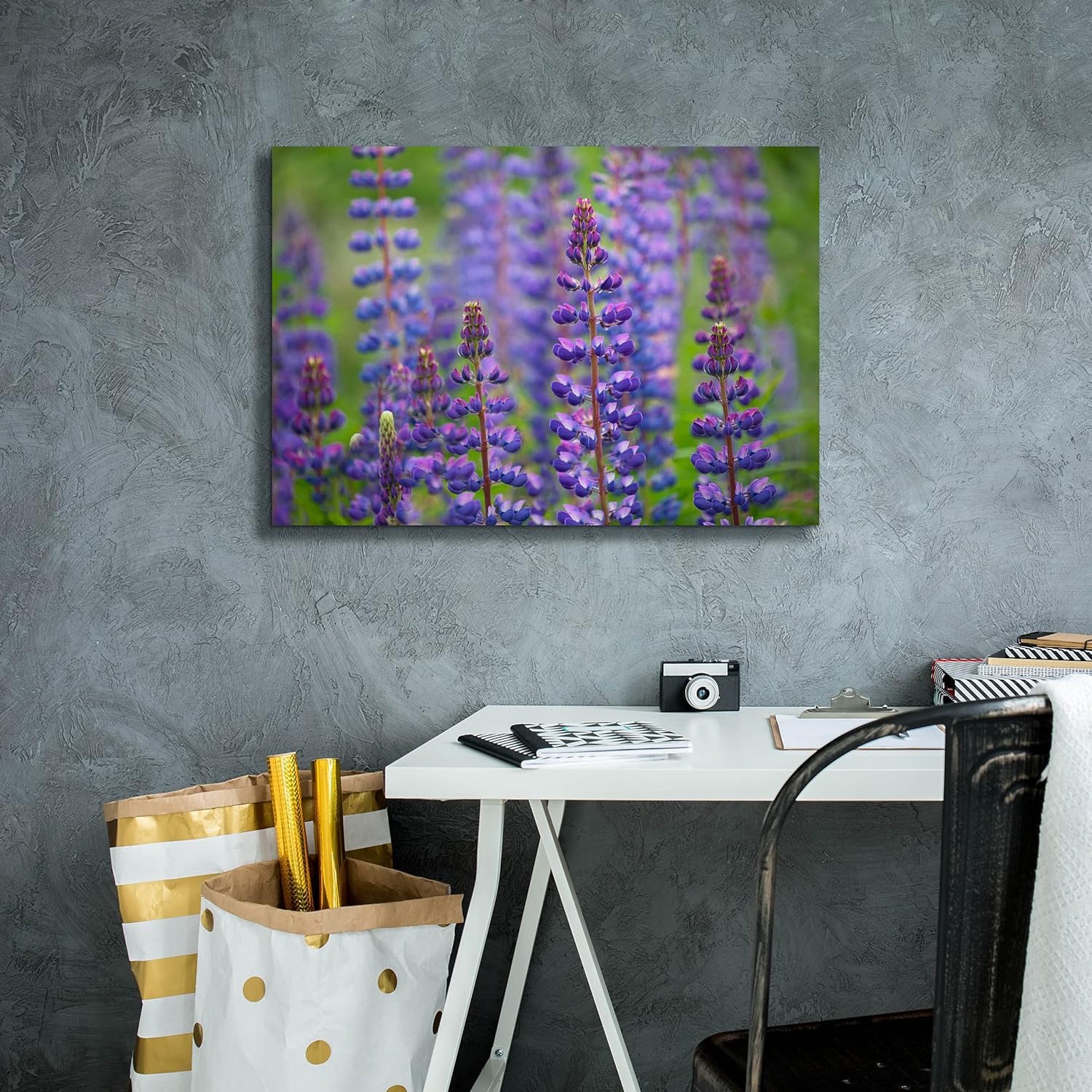 Epic Graffiti 'Blue Lupine Flowers' by Cora Niele, Canvas Wall Art, 26"x18"