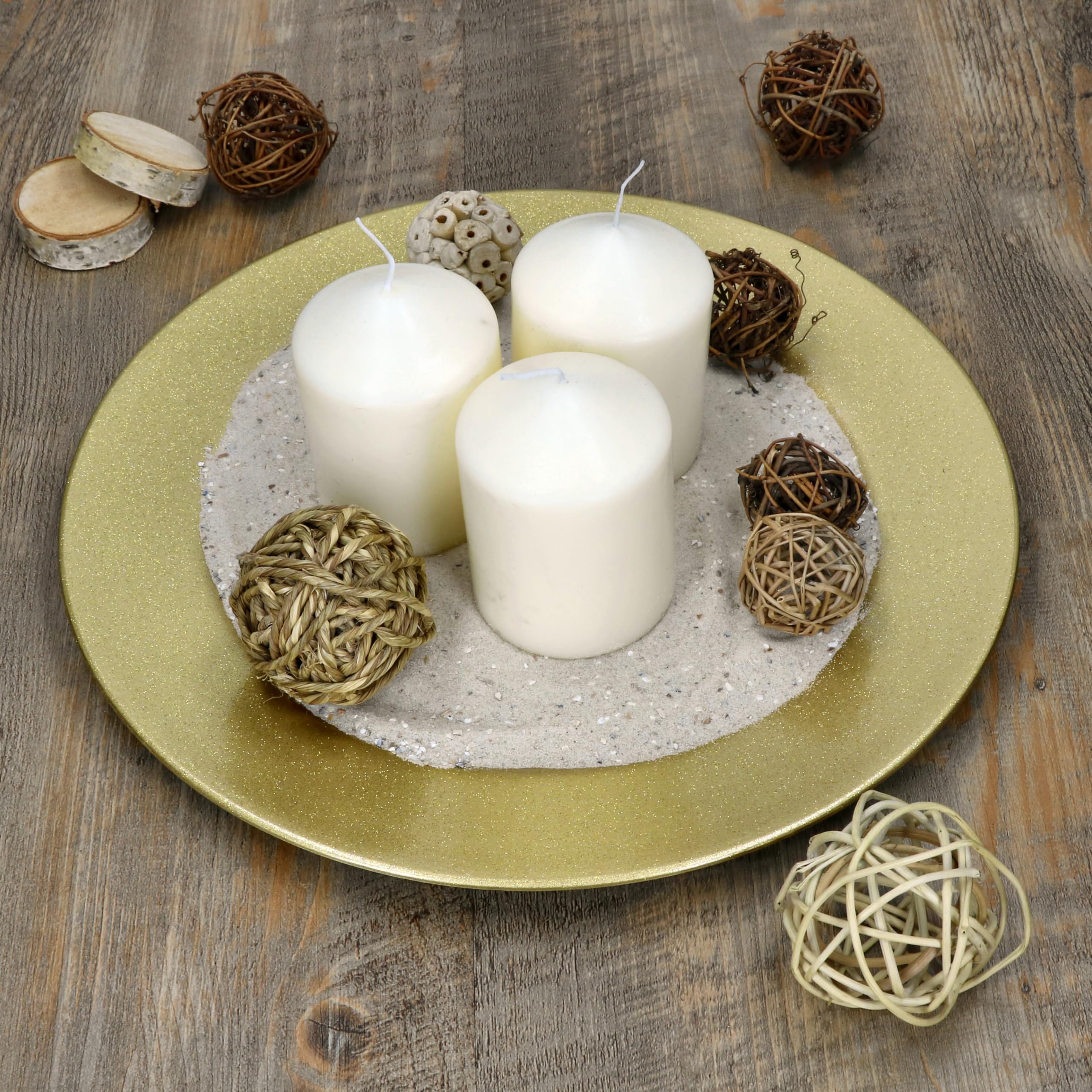 MamboCat 6-TLG. Set Platzteller Gold I Weihnachts-Teller I Tisch-Set, Untersetzer, Platte, Unterlage I Deko-Accessoire I Silvester, Partys & Co