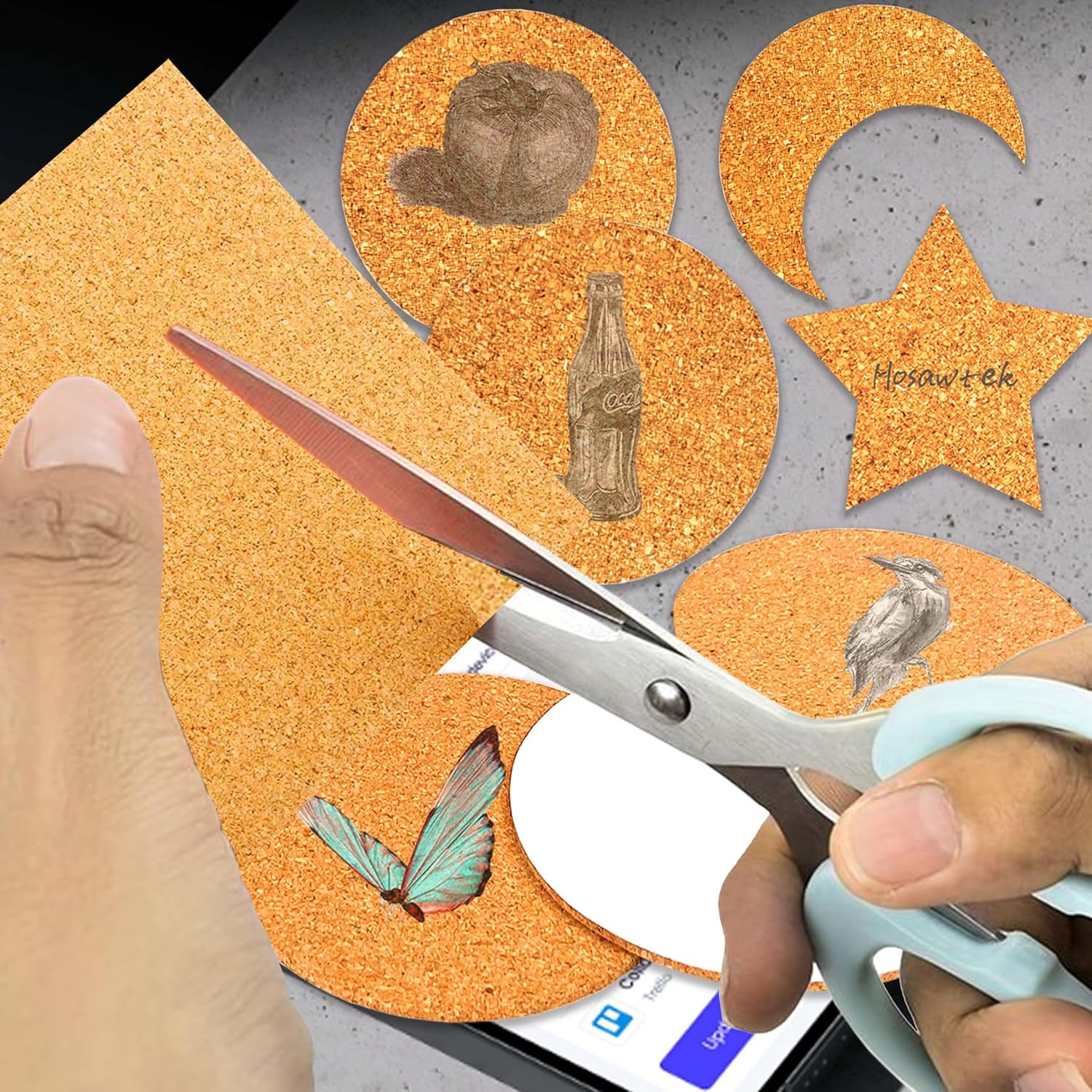 60 PCS Square Self-Adhesive Cork Backing Sheets Cork Coasters DIY Crafts-Paper Cutting-Drawing Board-Bottom Protection for Stone Coaster and Wooden Coaster Glass Ceramic Cup 3.75" x 3.75" - Image 6