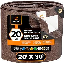 Xpose Safety 20 x 30 Ultra Heavy Duty Tarp - 20 Mil Waterproof Tarps for Camping, Outdoor Adventures & Tent Cover, UV Protection, Reinforced Corners, All-Weather Durability