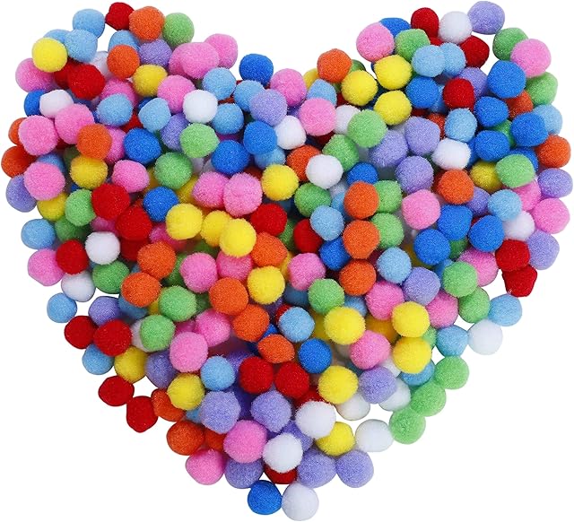 Pom Poms Ball Craft Making, Elastic Mini Pompoms Decorations Balls for Hobby Supplies 2.5cm/1 inch Assorted Colored for Children DIY Creative Crafts (300 Pieces)