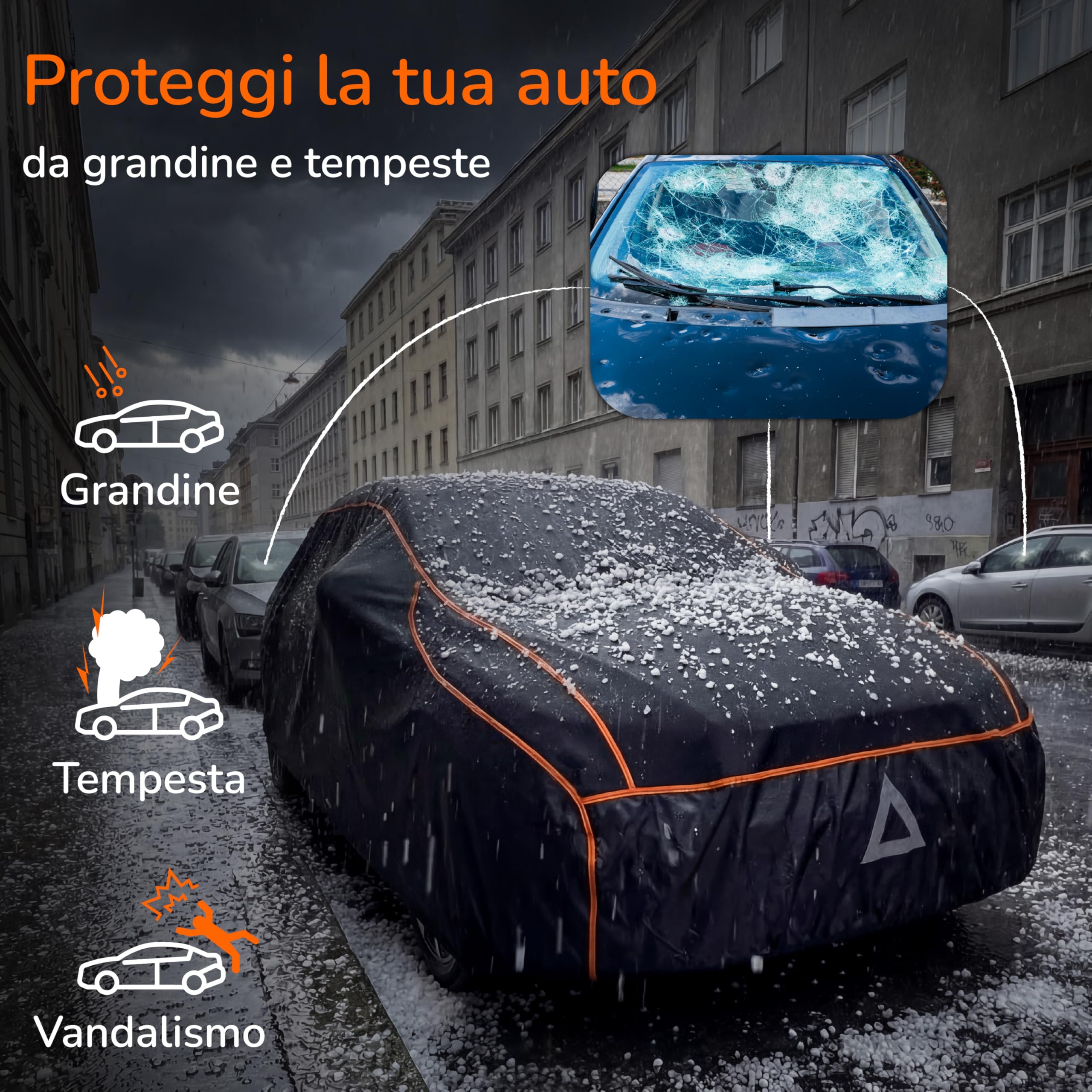 Upgrade4cars Telo Copriauto Anti-Grandine da Esterno Imbottito | Copertura Universale per Estivo e Invernale Suv - SL (480 × 195 × 150 cm) - 2