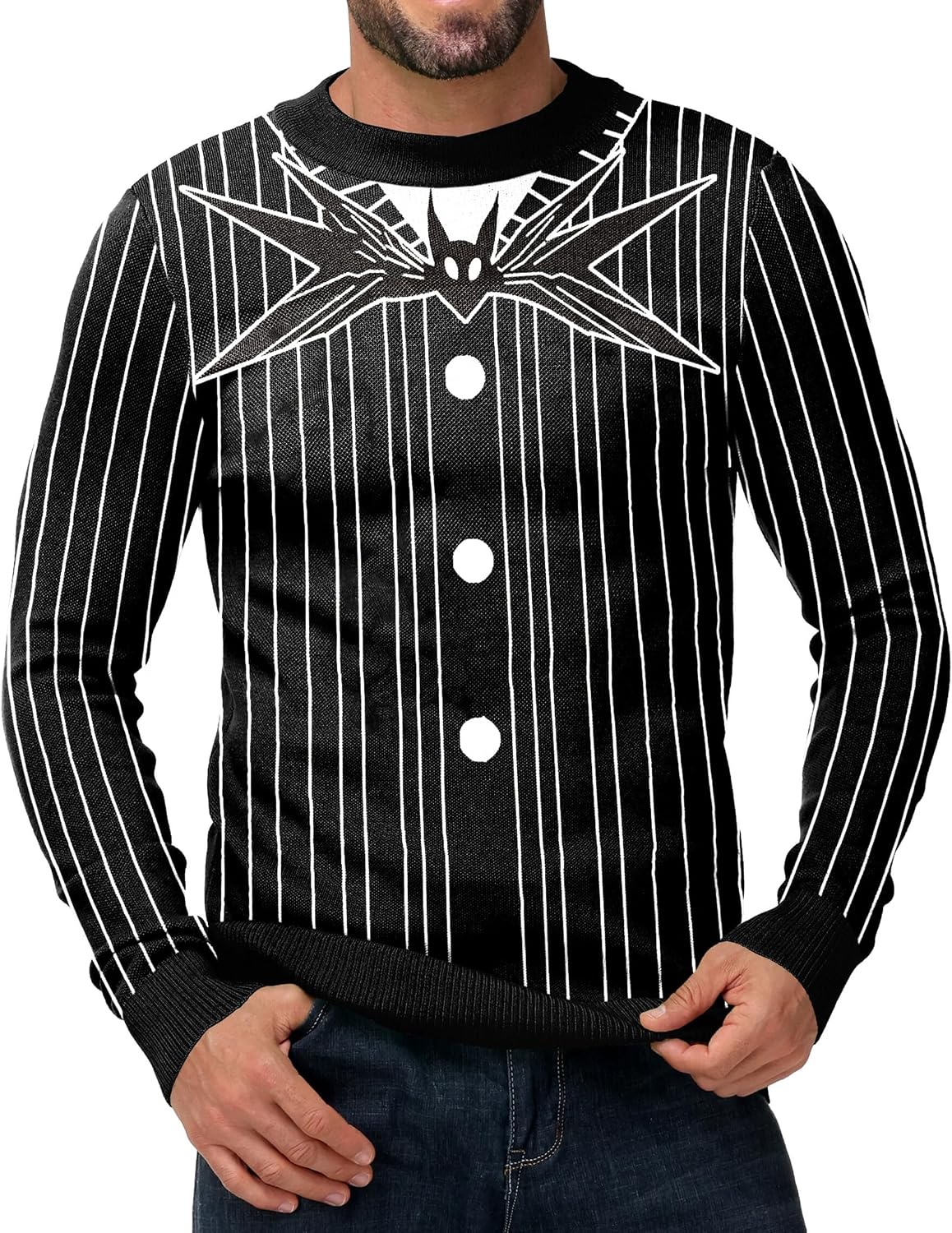 AOBUTE Halloween Spooky Sweater for Men Funny Printed Knit Pullover Top
