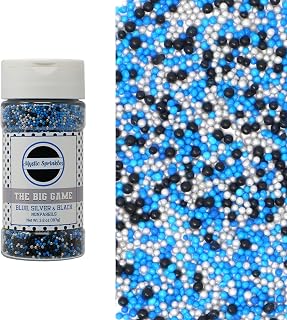 Mystic Sprinkles The Big Game Nonpareil Mix 3.8oz Bottles (Blue, Silver & Black)