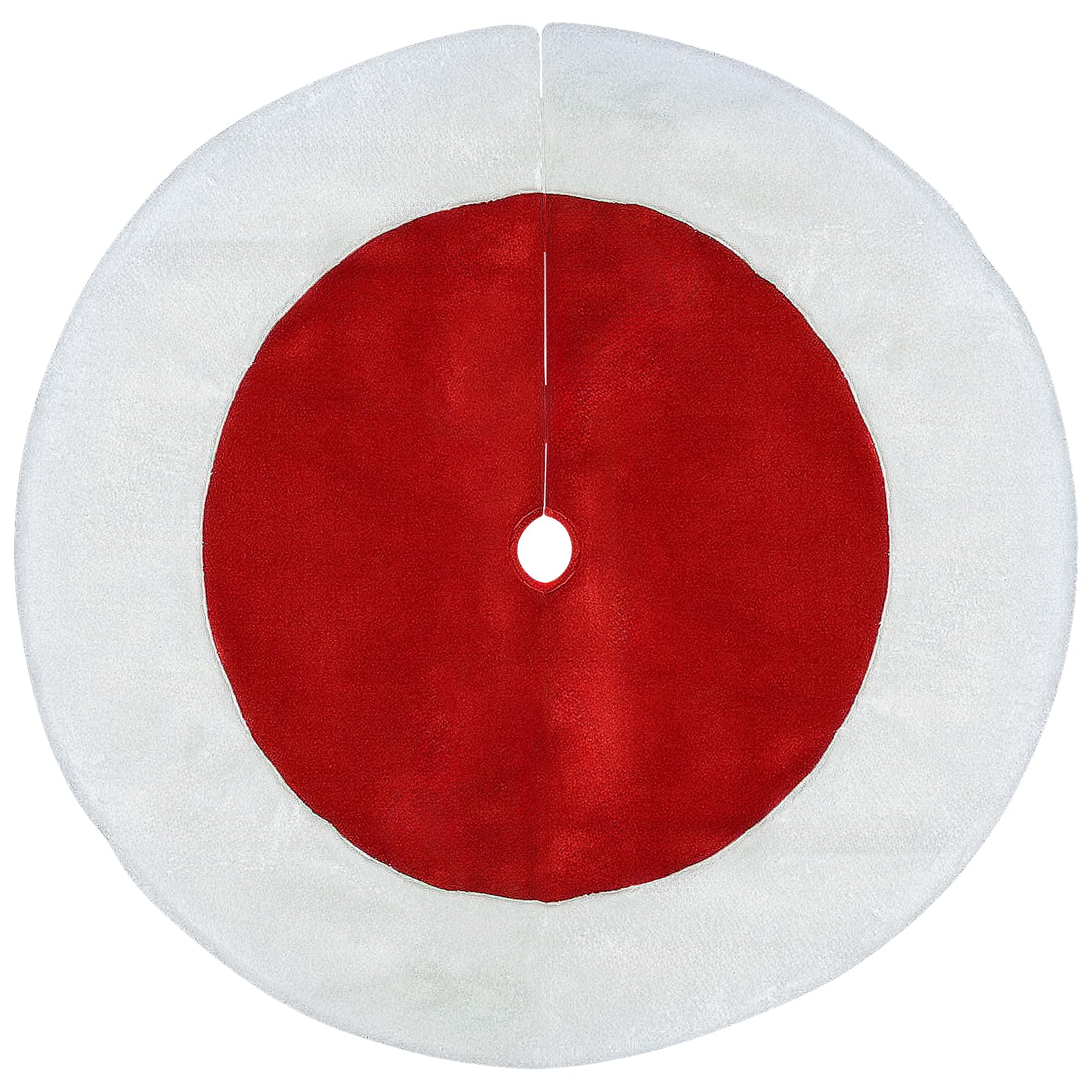 Traditional Velveteen Christmas Tree Skirt - 26" - Red and White