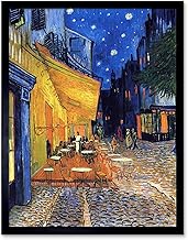 وي بلو كو ملصق حائط مؤطر مطبوع عليه فنسنت فان جوخ كافيه تراس بلاس دو فورام ارلز 1888 مقاس 12 × 16 انش، إطار أسود