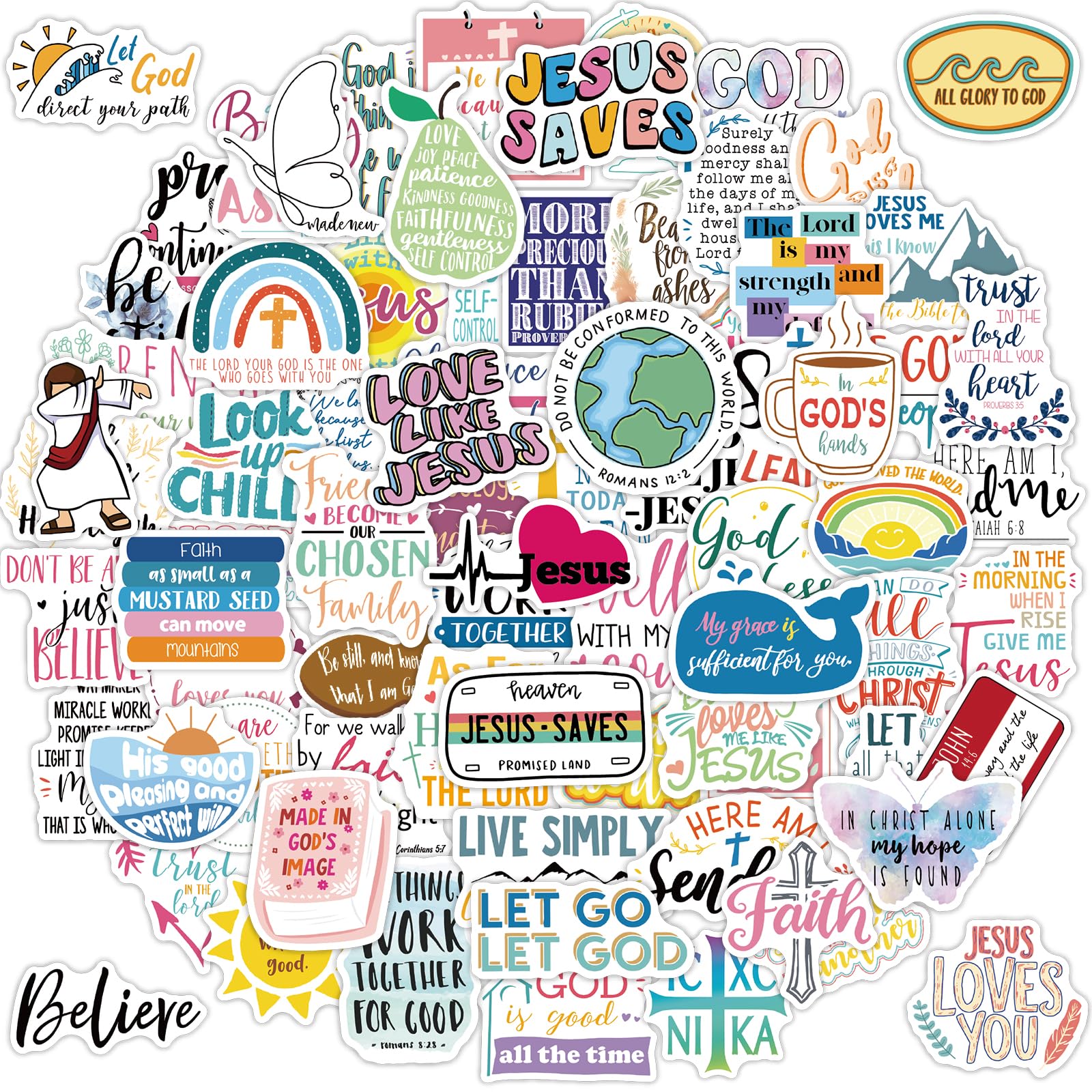 101 Pcs Inspiring Jesus Christian Stickers for Water Bottles, Laptops, Waterproof Vinyl Religious Bible Verses Faith Sticker for Kids, Teens, Girls