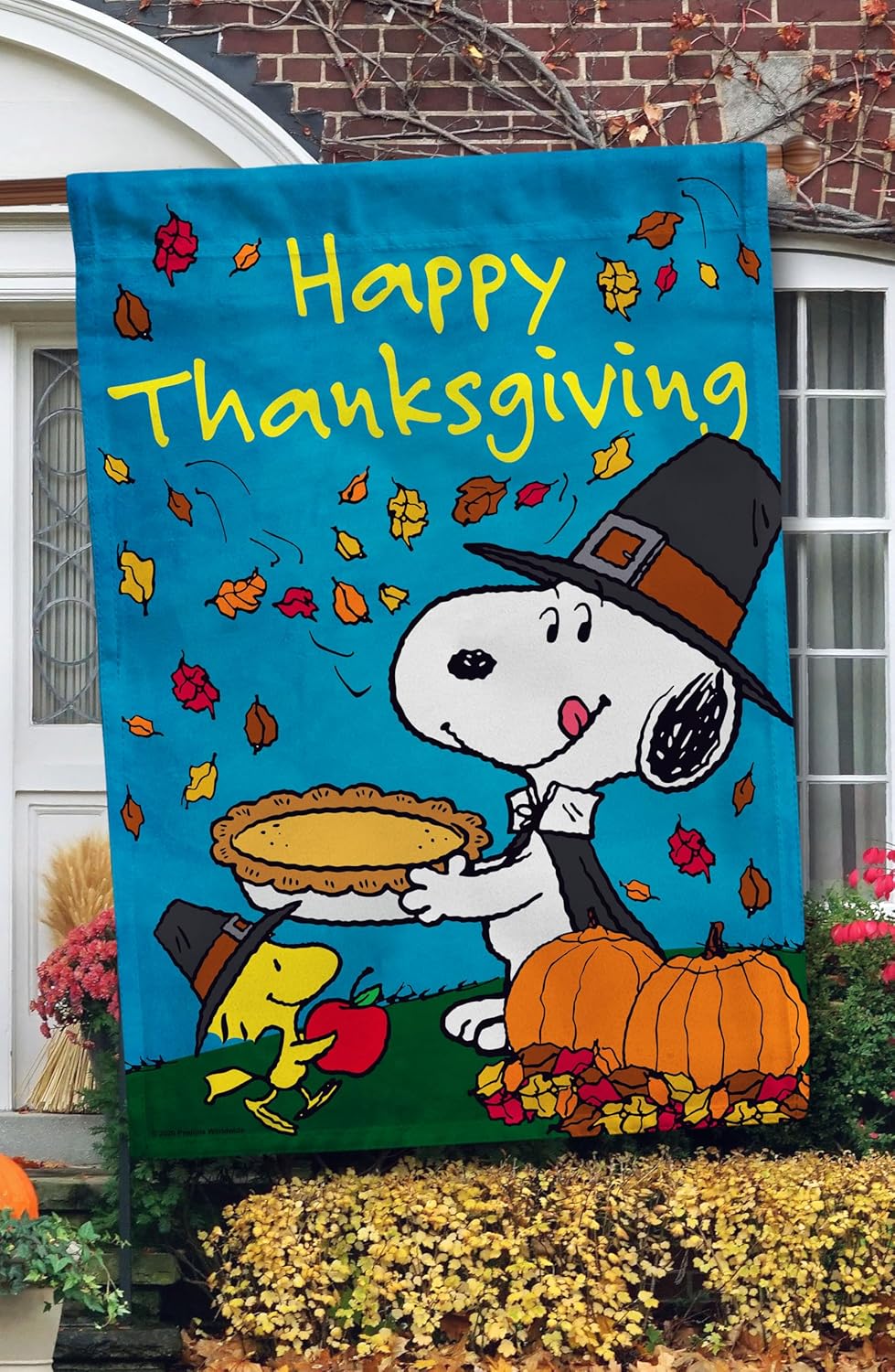 Flagology.com, Peanuts®, Happy Thanksgiving Snoopy – House Flag 28" x 40", Officially Licensed Peanuts®, Fall