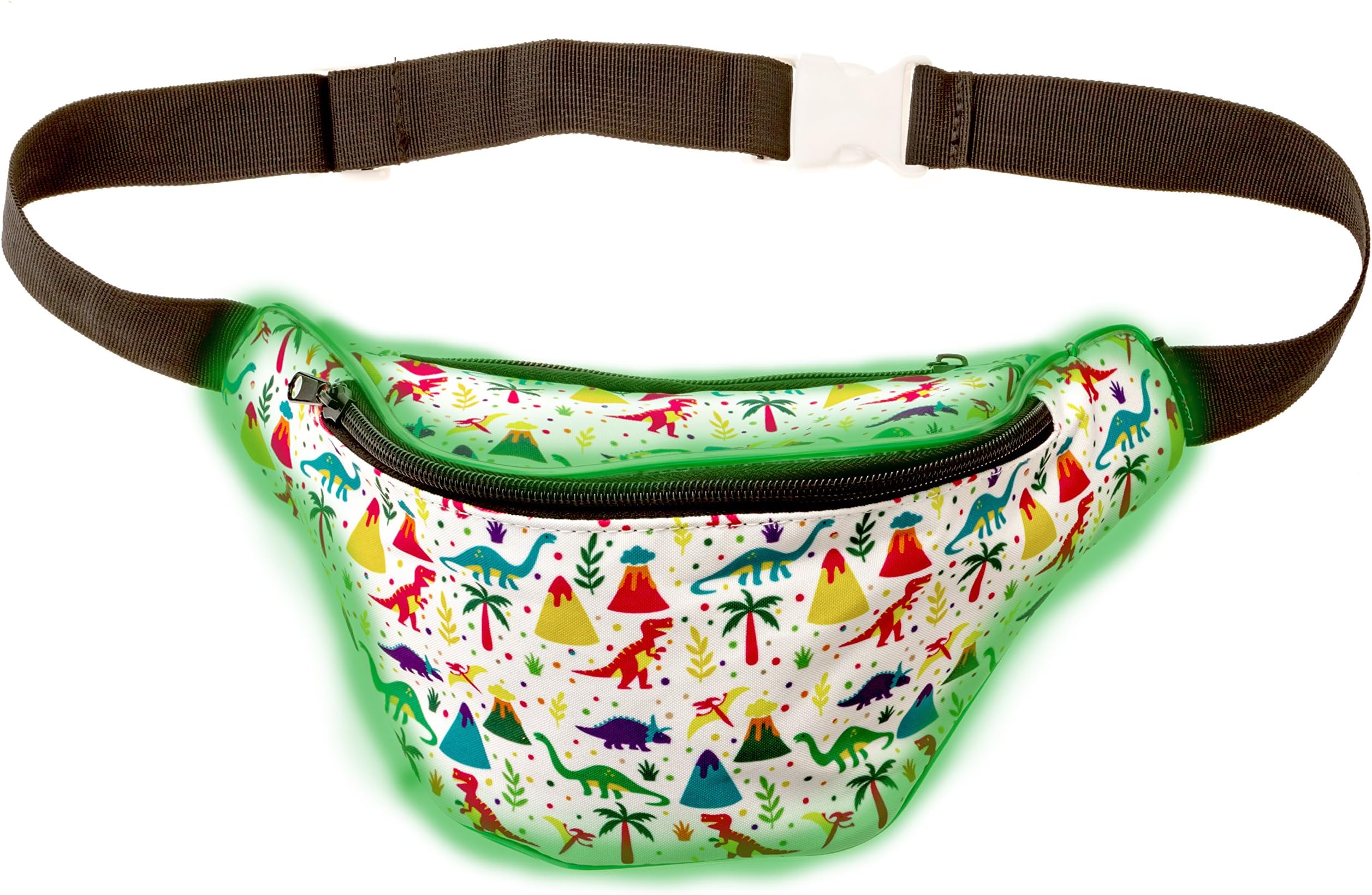 Light Up Rave Fanny Pack with Hidden Pocket (Dinosaur)