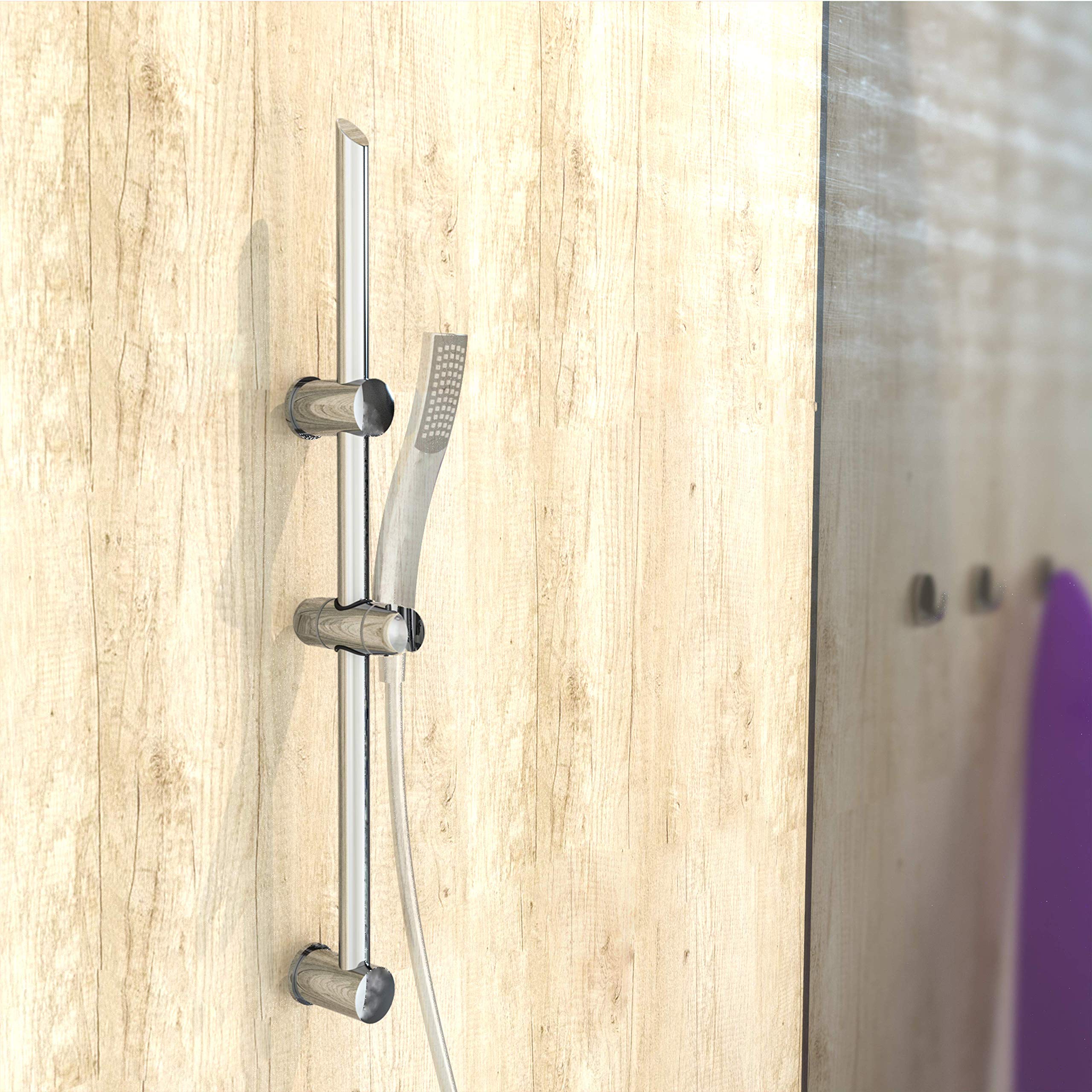 Barre de douche en acier inoxydable chromé EISL DXZ-08 SIGNO au design épuré de 70 cm