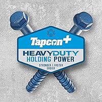 Vista 4 de Tapcon + Anclajes de hormigón de cabeza hexagonal de 3/8 x 2-1/4 pulgadas, 10 unidades, revestimiento climático azul resistente a la corrosión, uso