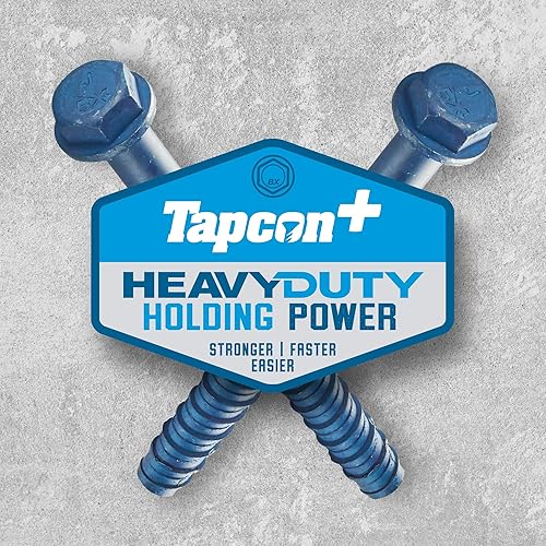 Miniatura 4 de Tapcon + Anclajes de hormigón de cabeza hexagonal de alta resistencia de 12 x 3 pulgadas, 10 unidades, revestimiento climático azul resistente a la
