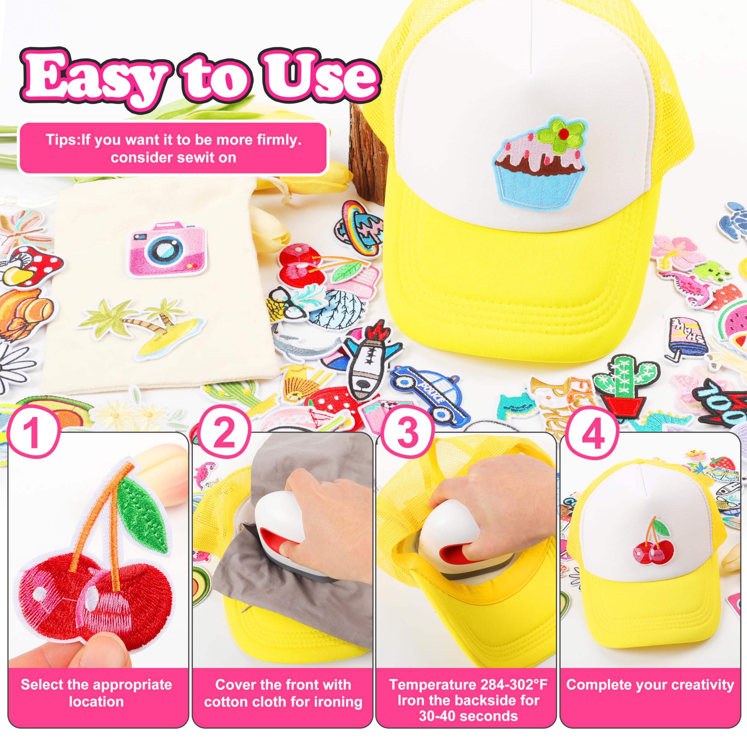 NICEVINYL Parches bordados para planchar para ropa: 80 parches aleatorios para ropa, jeans, chaquetas, bolsos, sombreros, reparación de tela, varios estilos divertidos para coser accesorios de