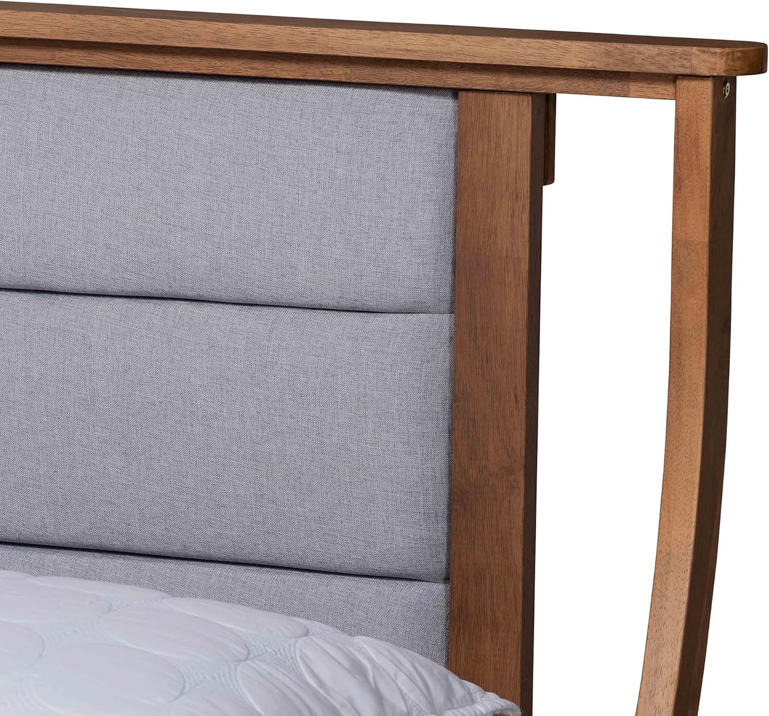 Baxton Studio Regis Modern and Contemporary Transitional Light Grey Fabric Upholstered and Walnut Brown Finished Wood King Size Platform Bed