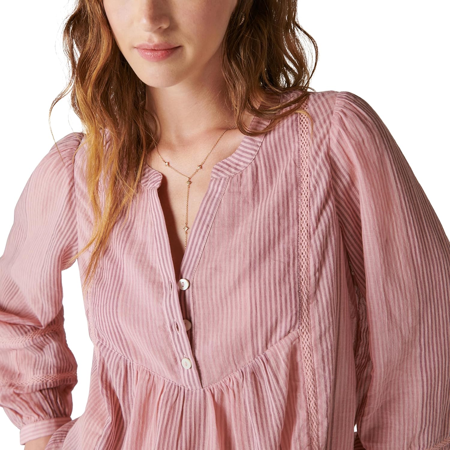 Lucky Brand Women's Smocked Button Through Blouse - Image 3