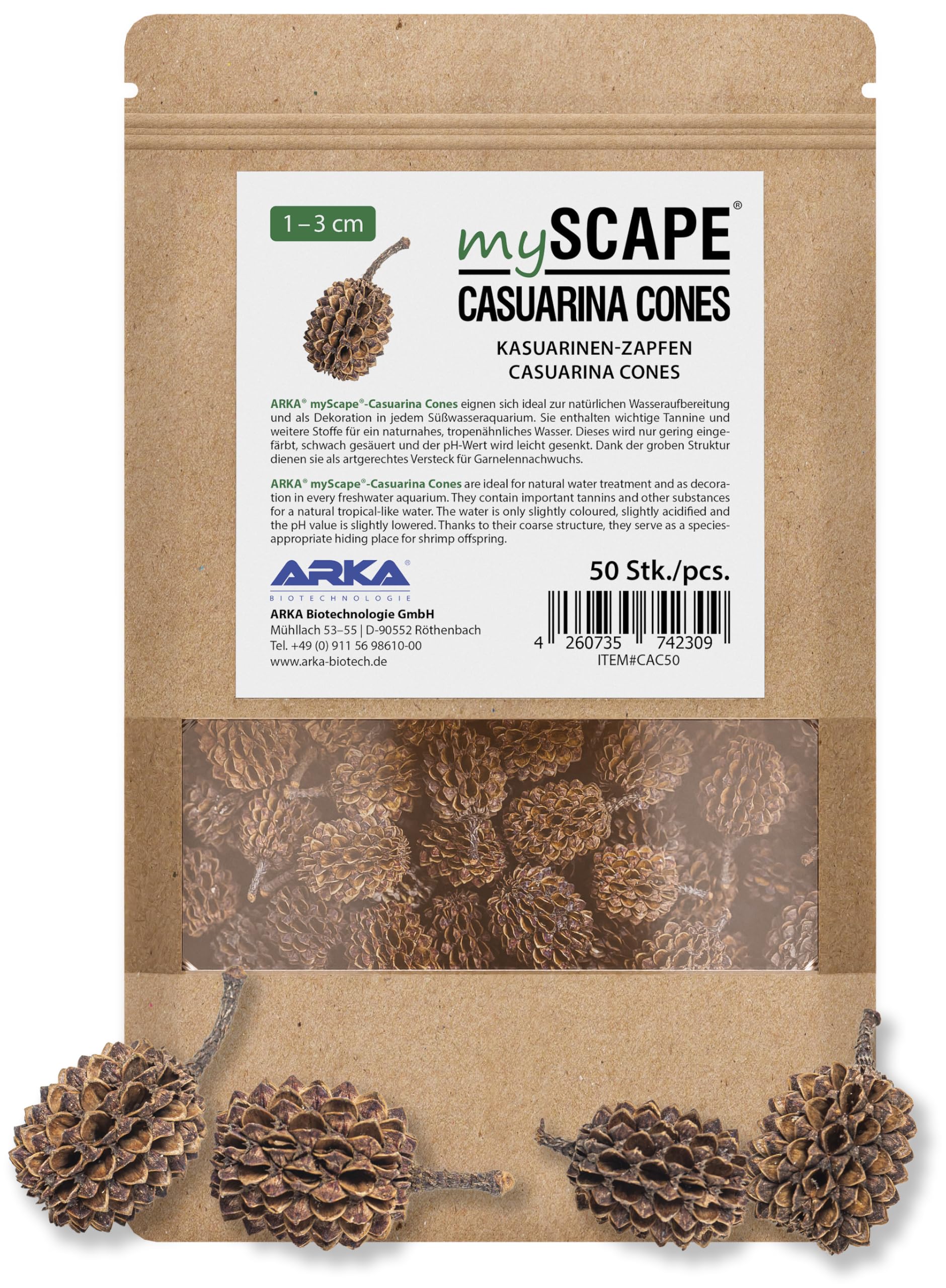 ARKA mySCAPE-Casuarina Cones - Pack of 50 - Natural Water Conditioners Create Tropical Conditions in Freshwater Aquariums, Ideal for Shrimp.