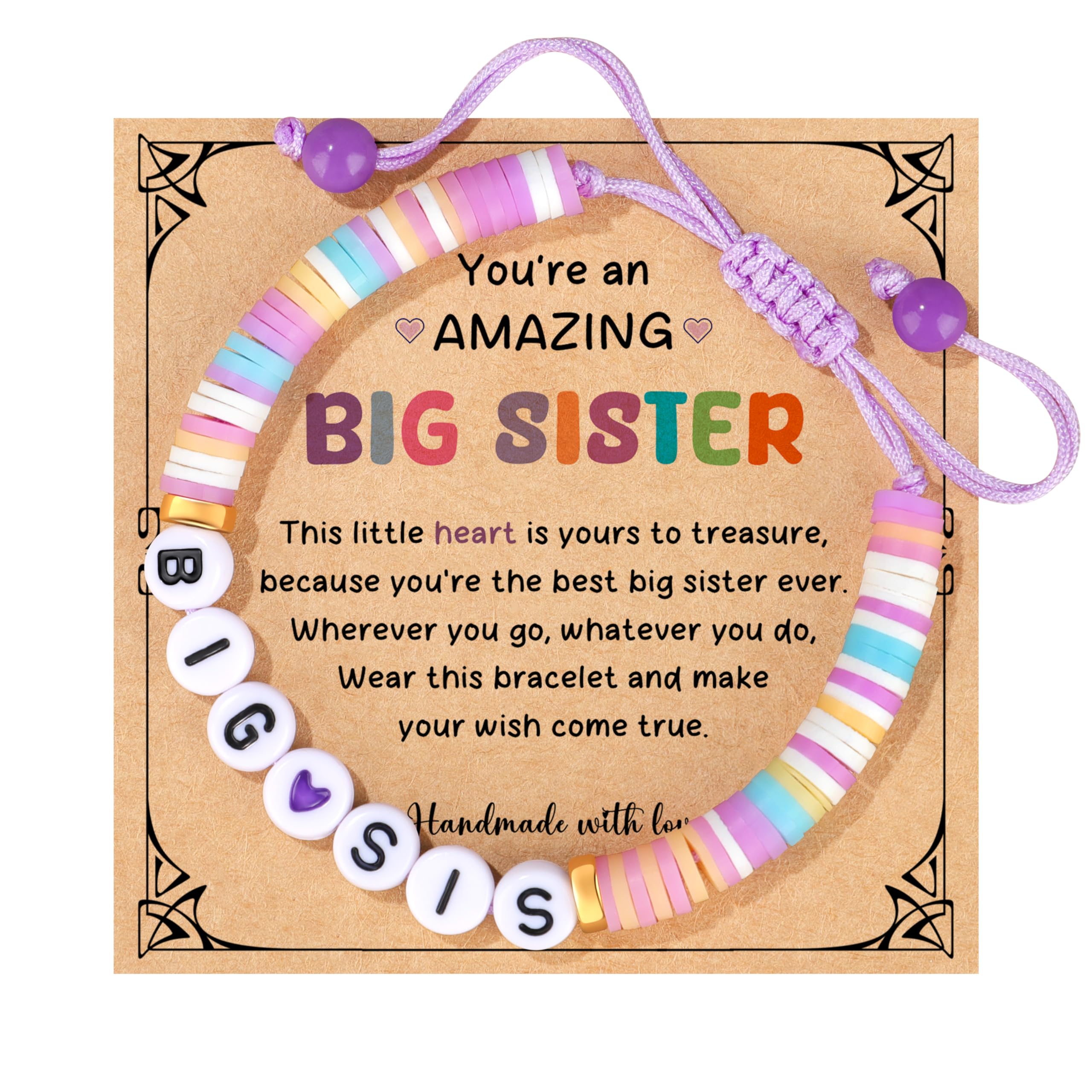 JoycuFF Big Sister and Brother Gifts for Toddler Daughter, Niece, Son, Grandson - Sis Bro Bracelets Matching Outfits for Birthday, Christmas, Announcement Jewelry