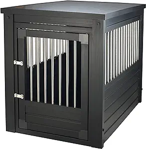 New Age Pet ECOFLEX Dog Crate End Table - Furniture-Style Pet Crate for Crate Trained Dogs - Stainless Steel Tubing & a Latched Closure - 10 Year Manufacturer's Warranty.