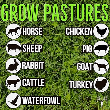 Memas Moo Mix, 8LB EcoPack, Farm Pasture Seed Blend for Horse, Cattle, Pig, Goat, Chicken, Duck, Sheep & Livestock, Grow Alfalfa & Perennial Grasses Fields, Graze Resistant, Cold Tolerant