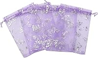 Vista 1 de J&Rey Home - 100 bolsas de regalo de organza con diseño de mariposa, bolsa de regalo para dulces, bolsas con cordón para regalos de boda