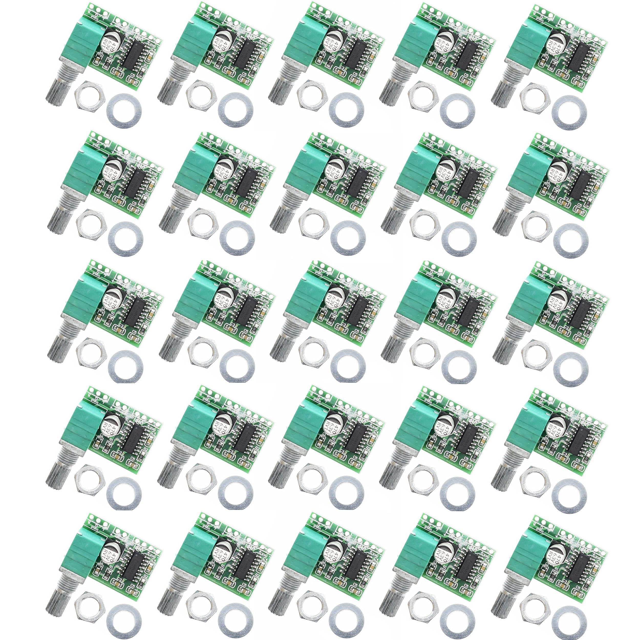 Diagram showing connections for the PAM8403 amplifier board, including power, audio input, and speaker outputs.