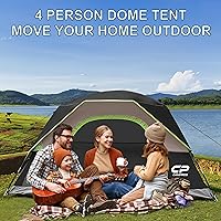 Vista 9 de Tents for Camping 4 Person Tent Waterproof Windproof Double Layer Camping Tent, Easy Setup Dome Tent with Large Mesh Windows & Wider Door for