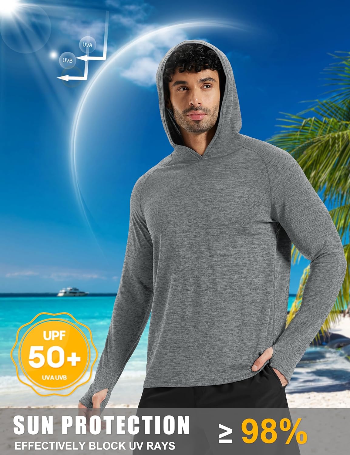MAGCOMSEN Mens Sun Hoodie Long Sleeve Fishing Shirt Lightweight UPF 50+ Dry Fit Rash Guard for Swimming Workout Athletic - Image 3