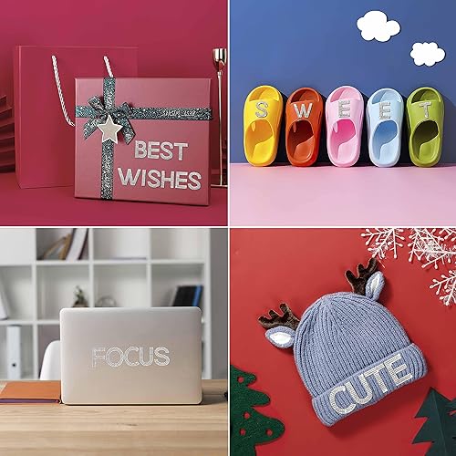 Miniatura 6 de Locacrystal 34 calcomanías de letras del alfabeto con diamantes de imitación brillantes, letras A-Z, autoadhesivas, diamantes de imitación de