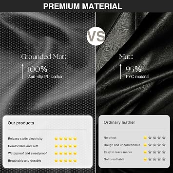 Grounding Mat for Bed, Grounded Pad for Sleep, Anti-Slip PU Leather Grounded Mat with Grounding Cord (27''54'', Full)
