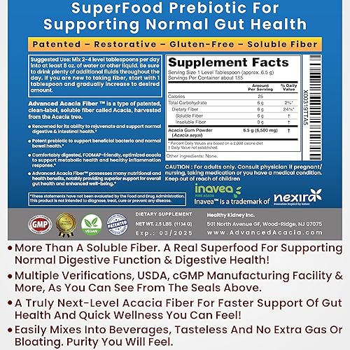 Miniatura 5 de Polvo de fibra de acacia orgánica en polvo de fibra soluble prebiótica perfecta para viajes de baño, digestión, alivio del SII, reparación