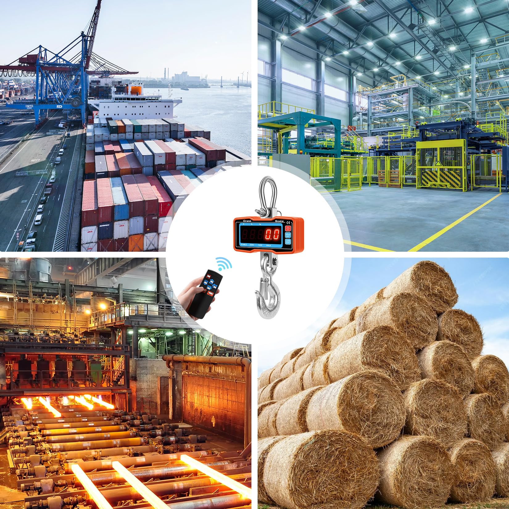 Herbst Hängewaage Digital 2000Kg, Kranwaage LED Display, Industrielle Zugwaage mit Fernbedienung, Wildwaage für Kaiwägung Landwirtschaft (Orange)
