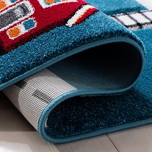 Miniatura 6 de SAFAVIEH Carousel Kids Collection - Alfombra cuadrada de 6 pies 7 pulgadas, turquesa y marfil, no desprende pelusa y de fácil cuidado, ideal para