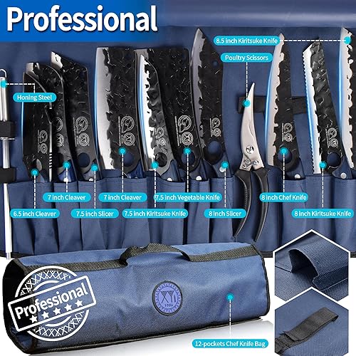 Miniatura 5 de XYJ Juego de cuchillos para tallar para acampar, cuchillo de chef con cuchillo magnético de doble cara para cocina al aire libre