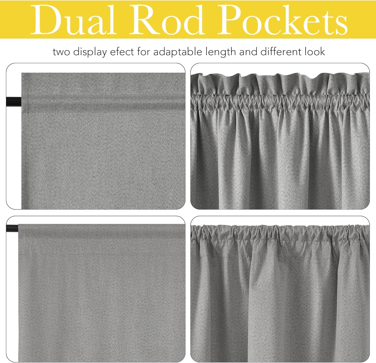 NICETOWN Linen Door Curtain for Windows, 100% Blackout French Door Curtains for Privacy, Thermal Insulated Window Covering for Bedroom Living Room (Grey, 30" W x 72" L, 1 Panel)