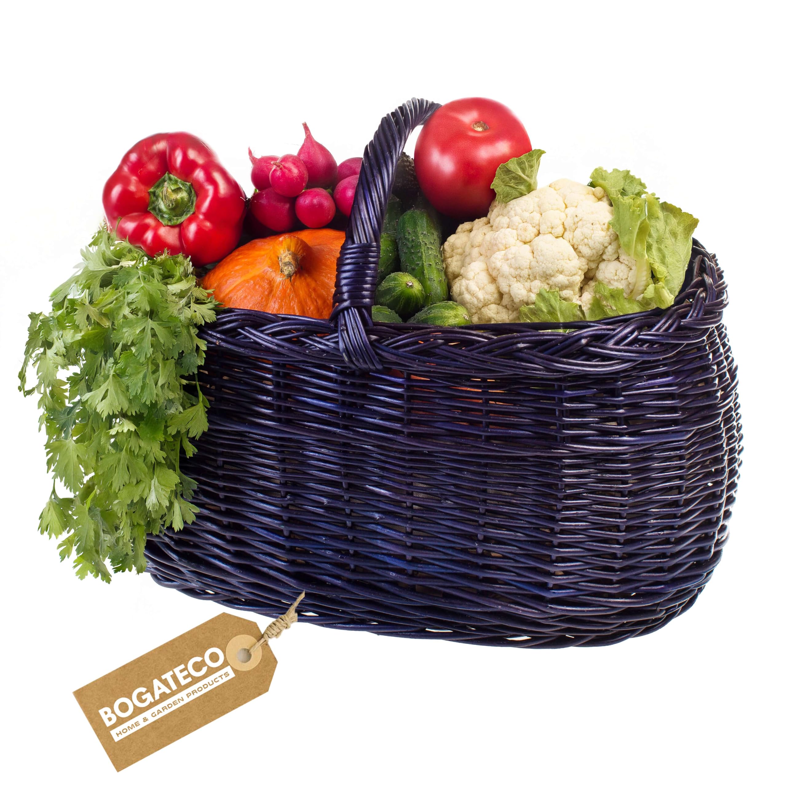 Kosz z uszami, plecionka wiklinowa, na zakupy, w kolorze naturalnym lub w 3 różnych kolorach, lakierowany, pojemny i wygodny, kosz na zakupy, kosz prezentowy, 45 x 30 x 35 cm