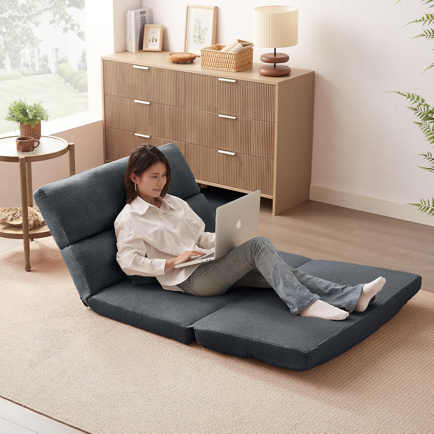 3WAYソファベッド 幅103cm 折りたたみ ソファーベッド ローソファー 