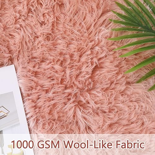 Miniatura 4 de Alfombras peludas para sala de estar, 1 pies 97 x 3 pies 94 pulgadas, alfombra rosa esponjosa para dormitorio, niñas, habitación de adolescentes,