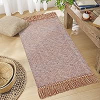 Vista 22 de MitoVilla Juego de 2 alfombras de baño estilo bohemio de granja, 2 unidades, 2 x 3 pies + 2 x 4.3 pies, alfombra de pasillo pequeña color marrón