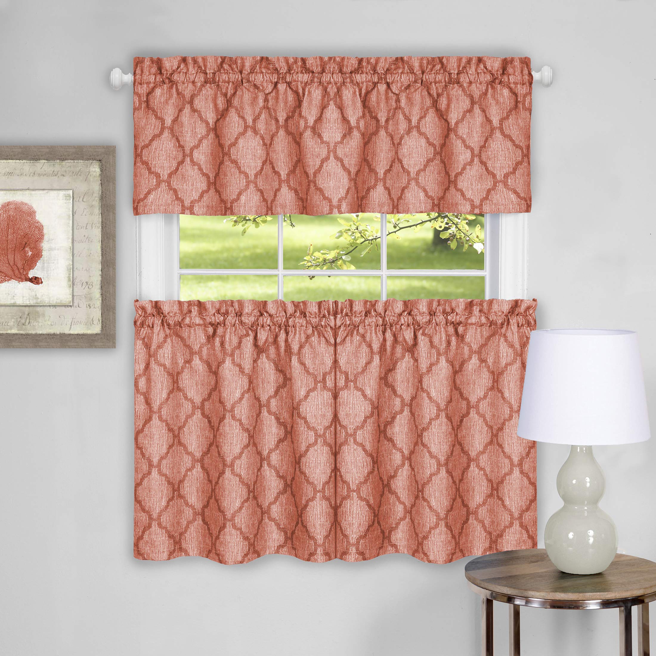 Achim Home Furnishings Colby Tier and Valance Set 58 x 36/58 x 14 - Orange