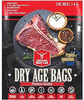 Dry Age Bag for Beef Steak. Easily Create Delicious DIY Aged Meat. Breathable Membrane Kit, Lab Tested Safe & Effective 5pcs. 8x12 in (20x30 cm), 1-4 lb 0.5-2 kg - Artisan Meat LAB