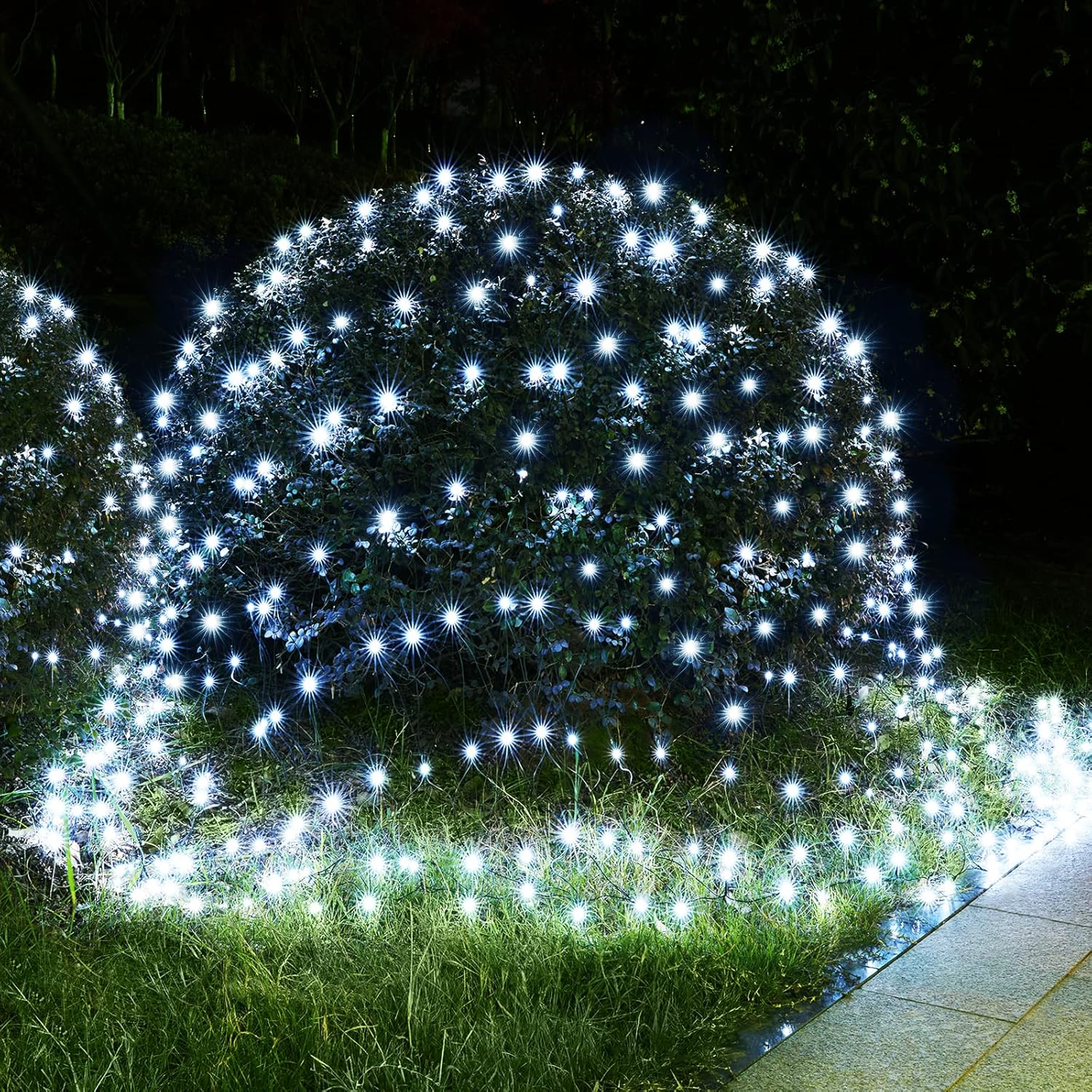 BlcTec Christmas Net Lights 200 LED 8.2ft x 4.9ft Outdoor Christmas Bush Lights with 8 Modes, Timer, Connectable, Waterproof and Durable Green Wire for Trees, Bushes, Christmas Decorations, Cool White Cool White 200LED