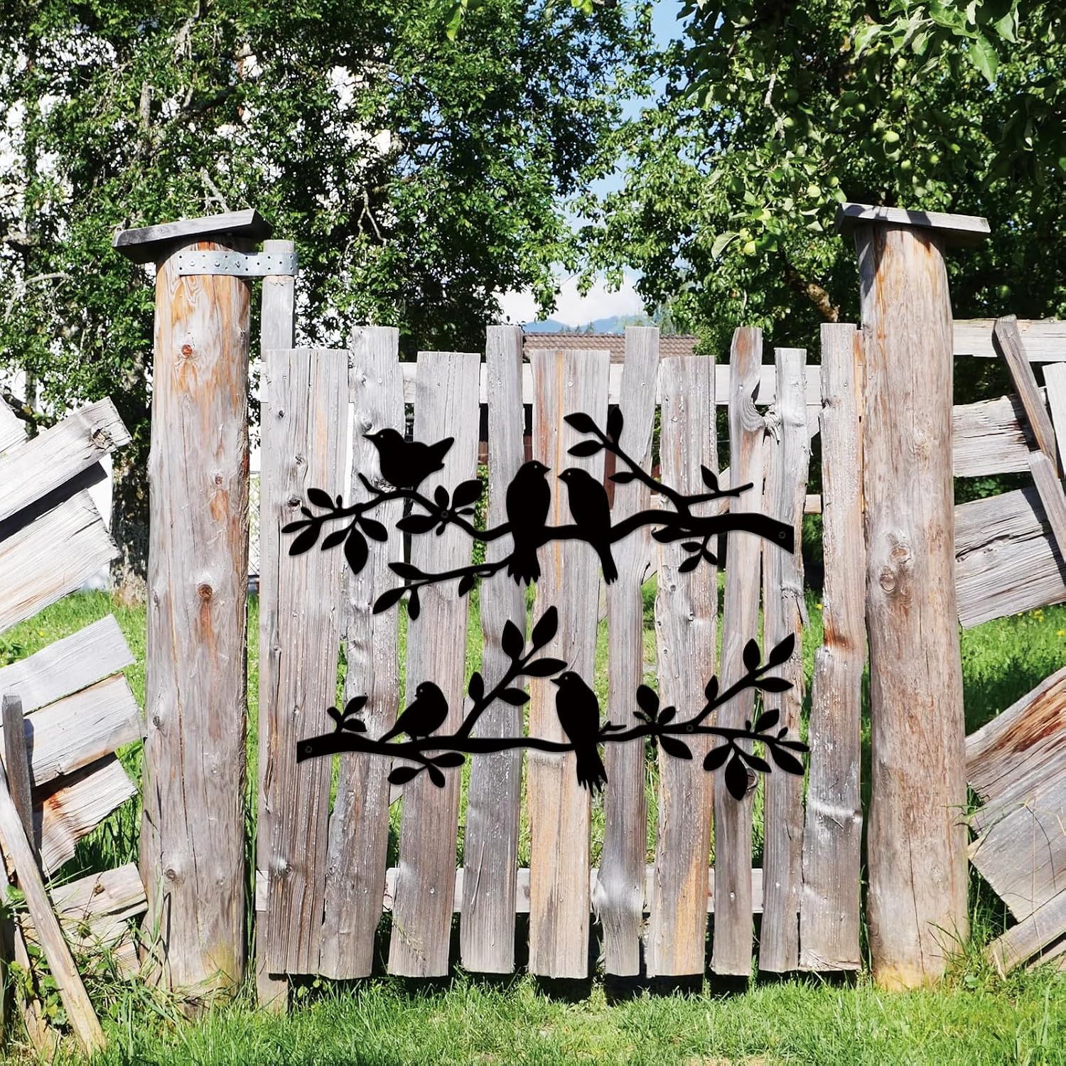 ESTART 2 Pcs Metal Birds Wall Art, Metal Vivid Birds Outdoor Wall Decor