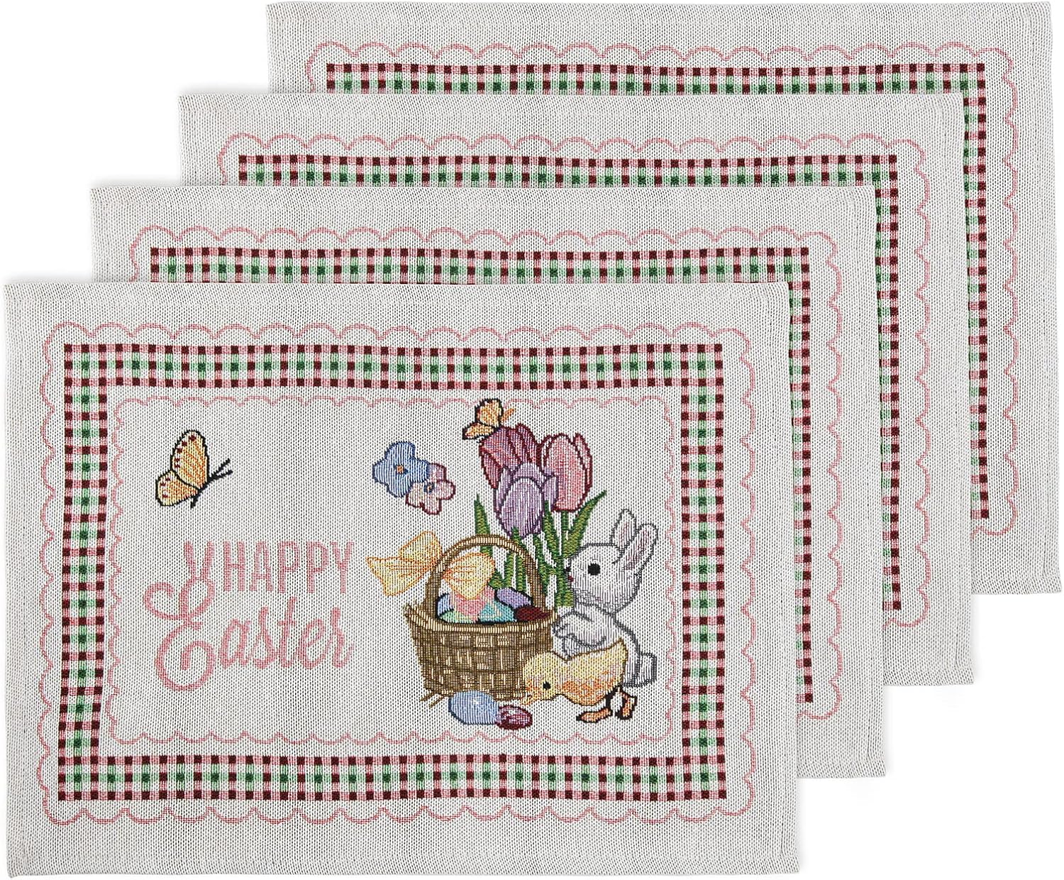 Feuille Easter Placemats Set of 4 Bunny Placemats for