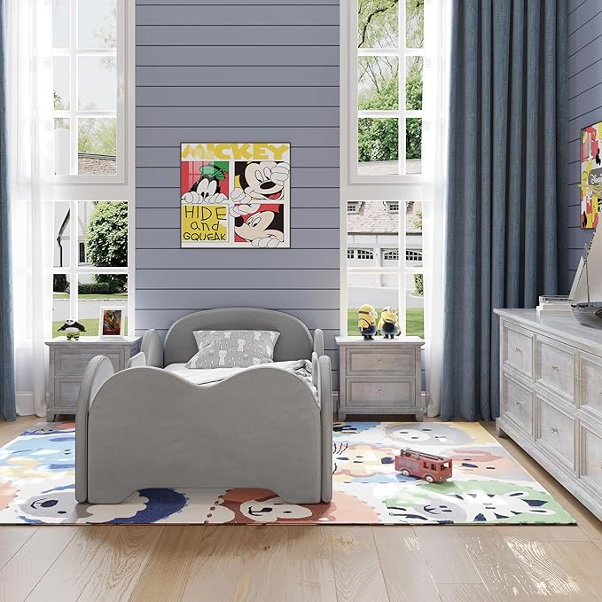 Cama Toddler allamazing con barandilla de seguridad, gris miniatura 6