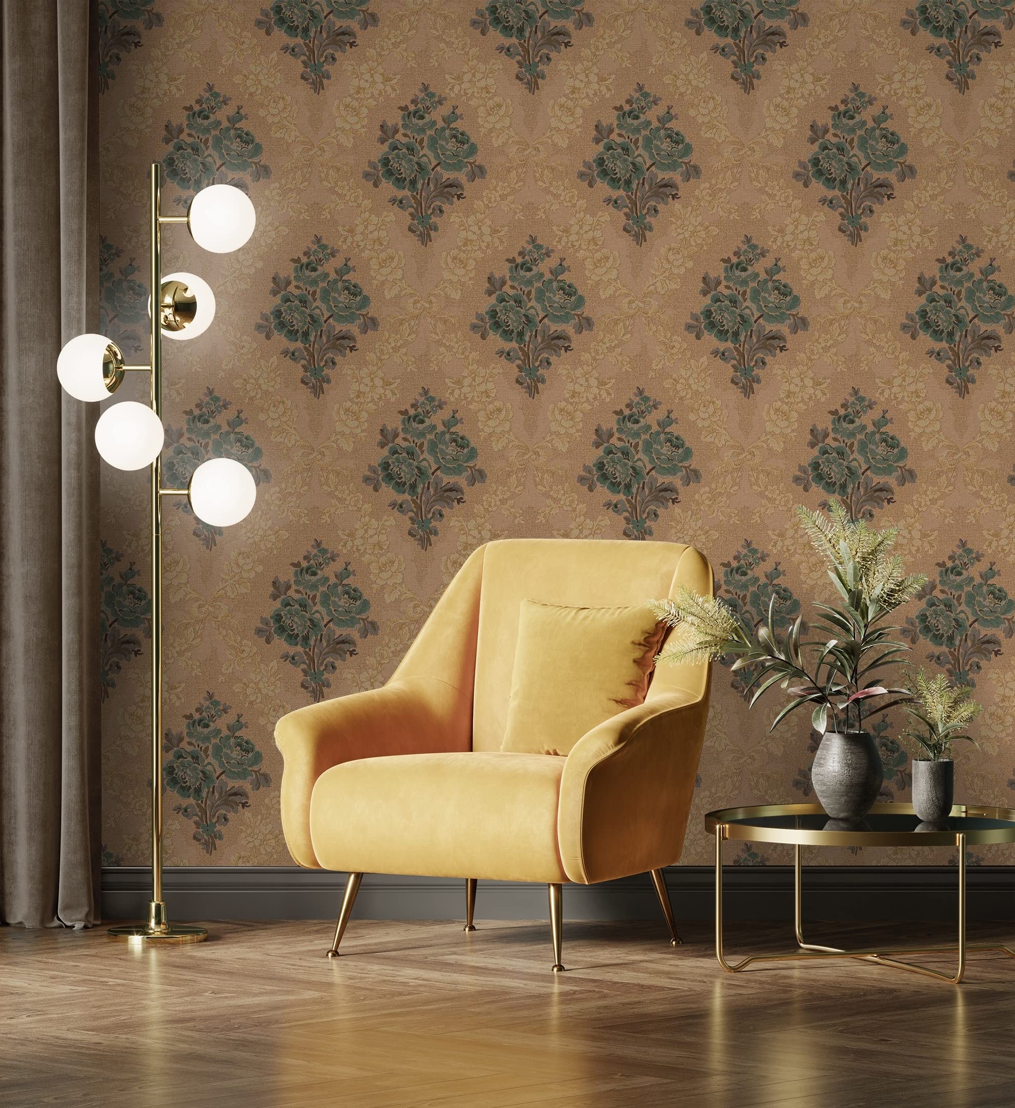 Papier peint fleurs baroques GAULAN : créez un salon chaleureux et chic