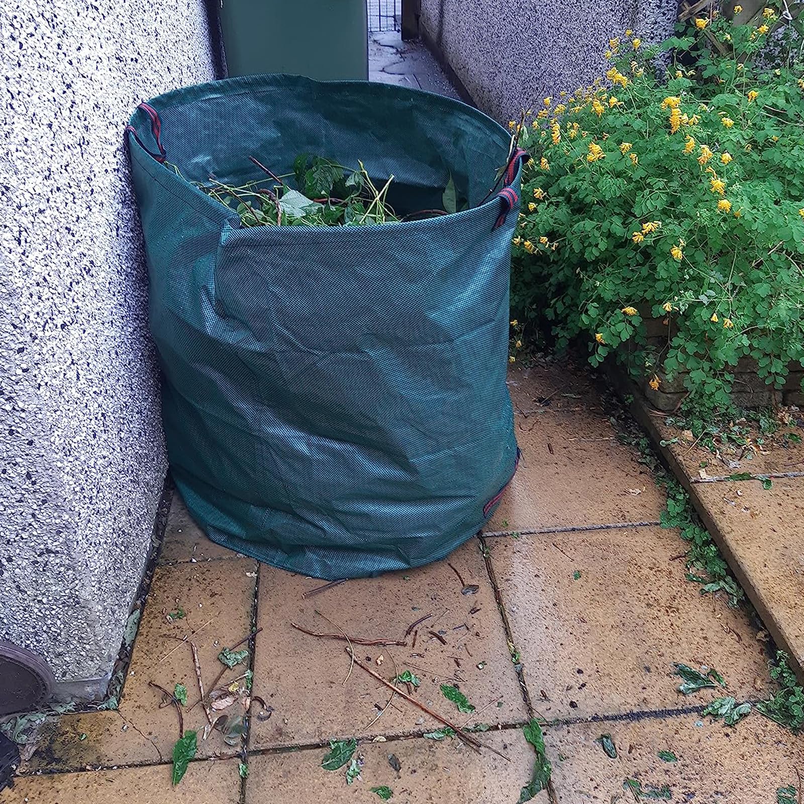 Lot de 5 sacs à déchets de jardin de 200 litres, sacs de collecte de feuilles réutilisables et résistants avec poignées renforcées pour la tonte de pelouse et le nettoyage du jardin