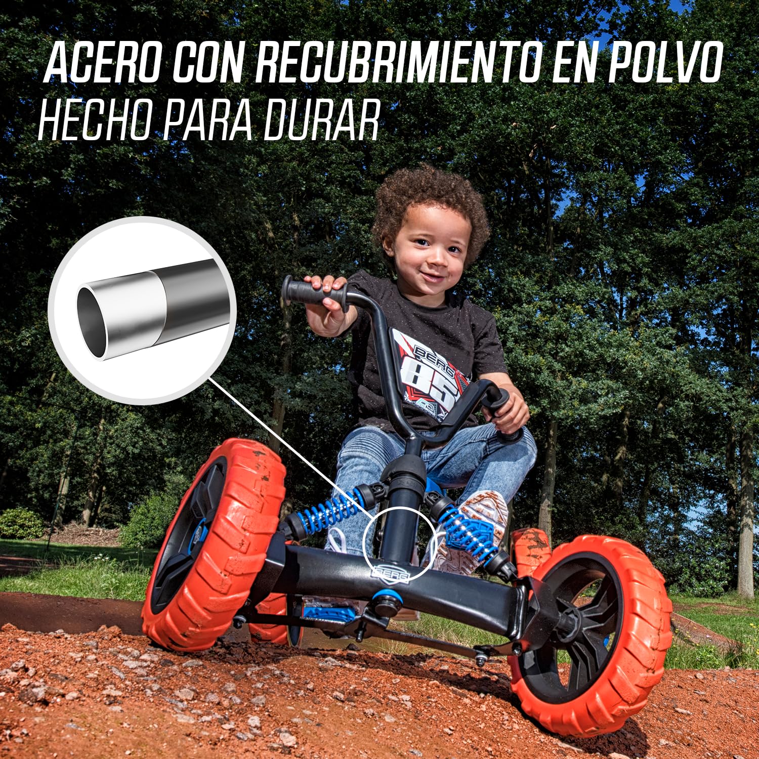 BERG Kart a Pedales Buzzy Nitro | 2-5 años, cuadro resistente, asiento regulable, volante regulable
