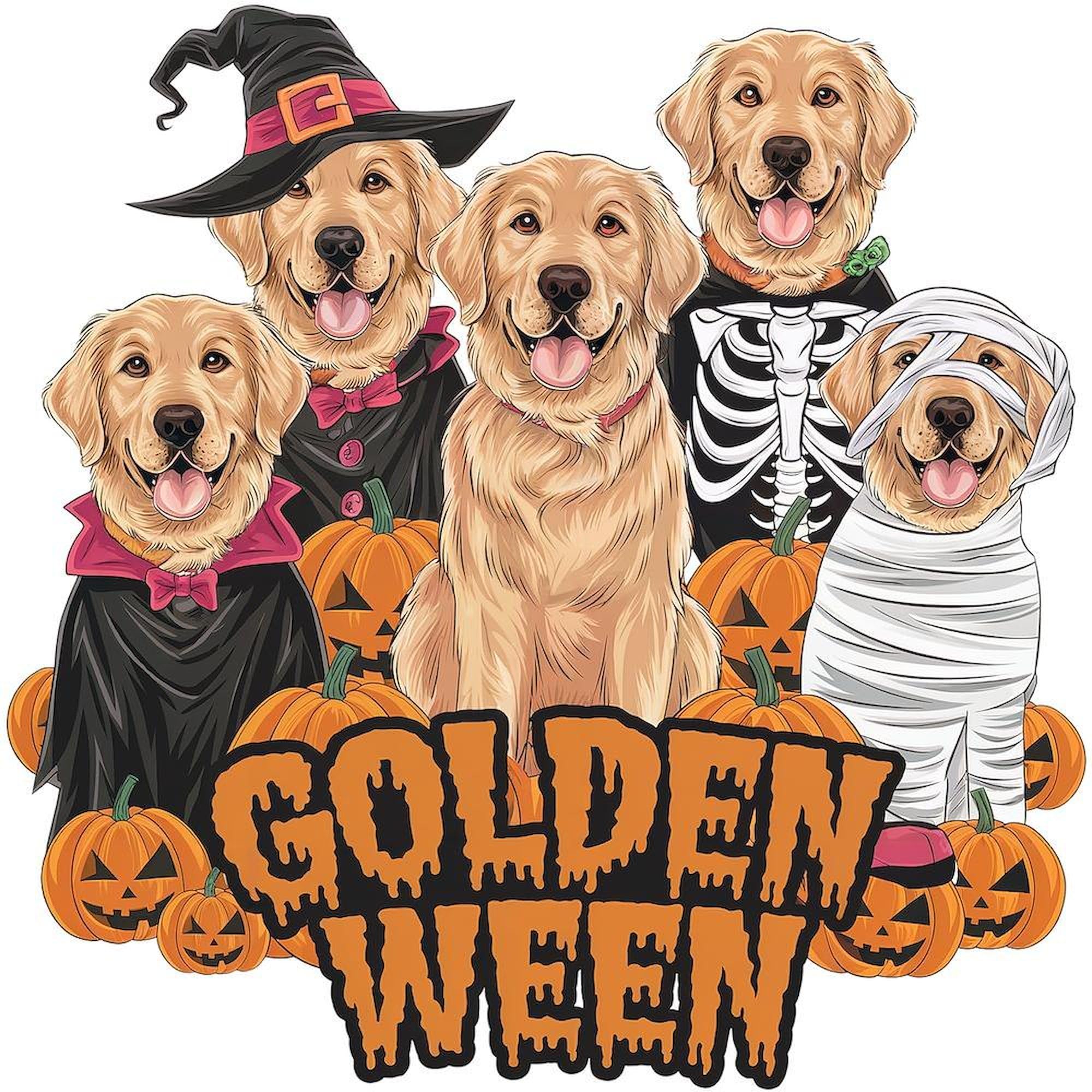 CafePress Golden Ween: A Halloween Celebration for Golden Re King Duvet Cover, Printed Comforter Cover, Unique Bedding