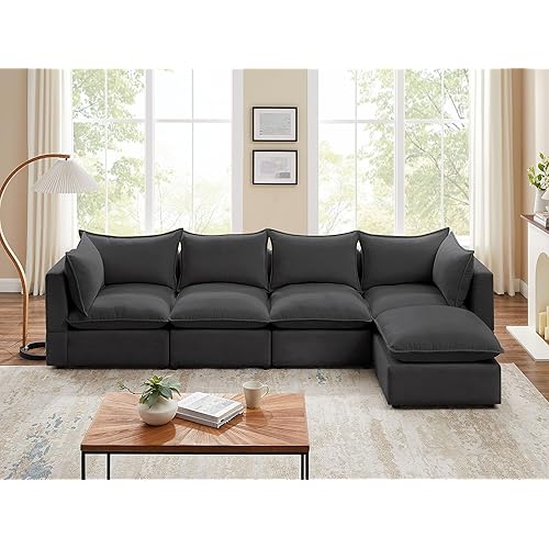 VANOMi Modular Sectional Sofa, 5 Seater Sofa with Reversible Chaise for Living Room, L Shape Sofa