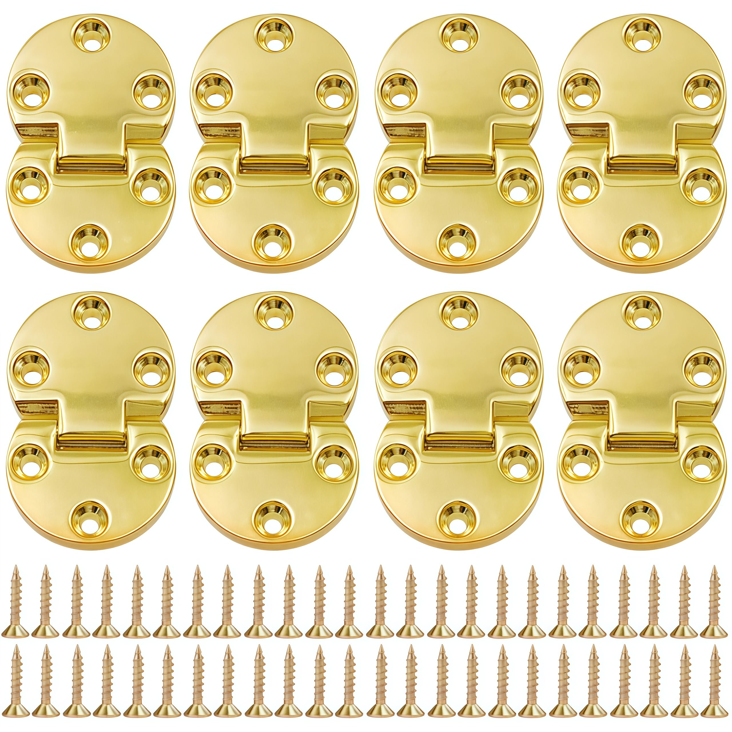 Folding Hinge 8 Piece Pack of Alloy 180 Degree Invisible Mini Semi Circular Folding Hinges for Furniture Accessories DIY Crafts Gold